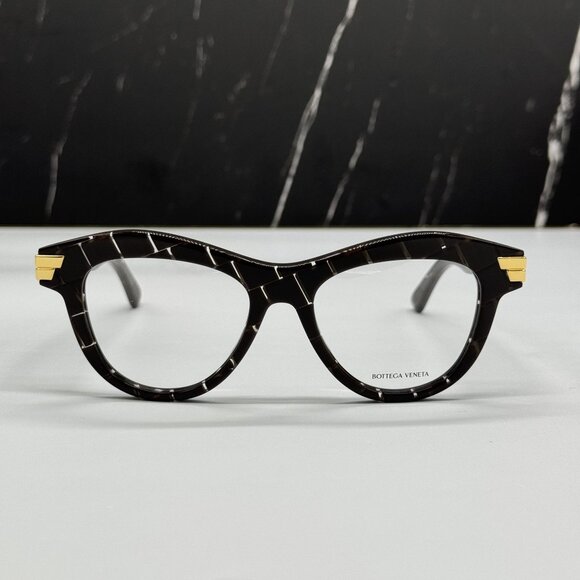 NEW BOTTEGA VENETA BV1105O 003 CAT EYE HAVANA/WHITE WOMEN EYEGLASSES - Picture 1 of 10